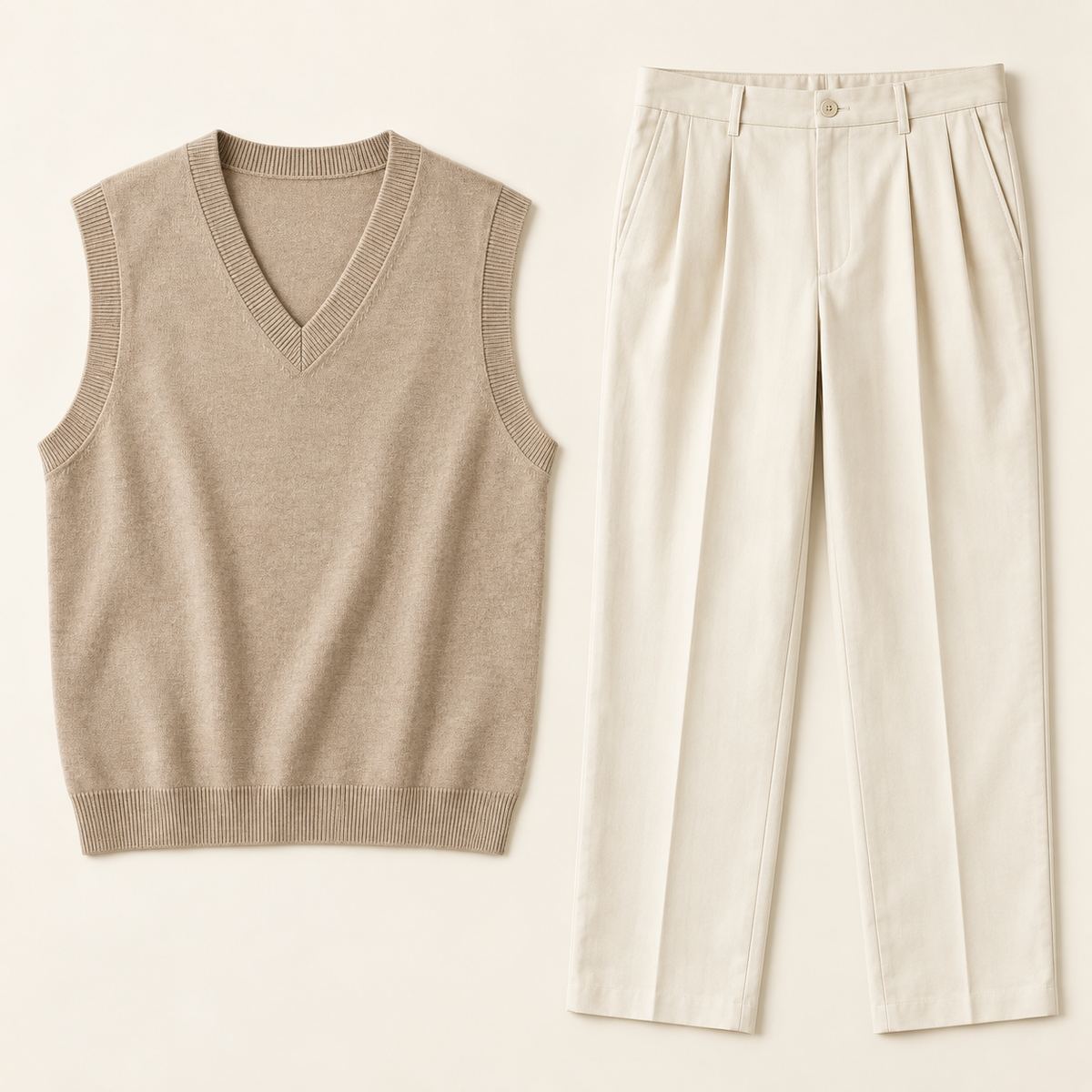 Windsor Knit Vest & Pleated Trouser Set - garment flat lay